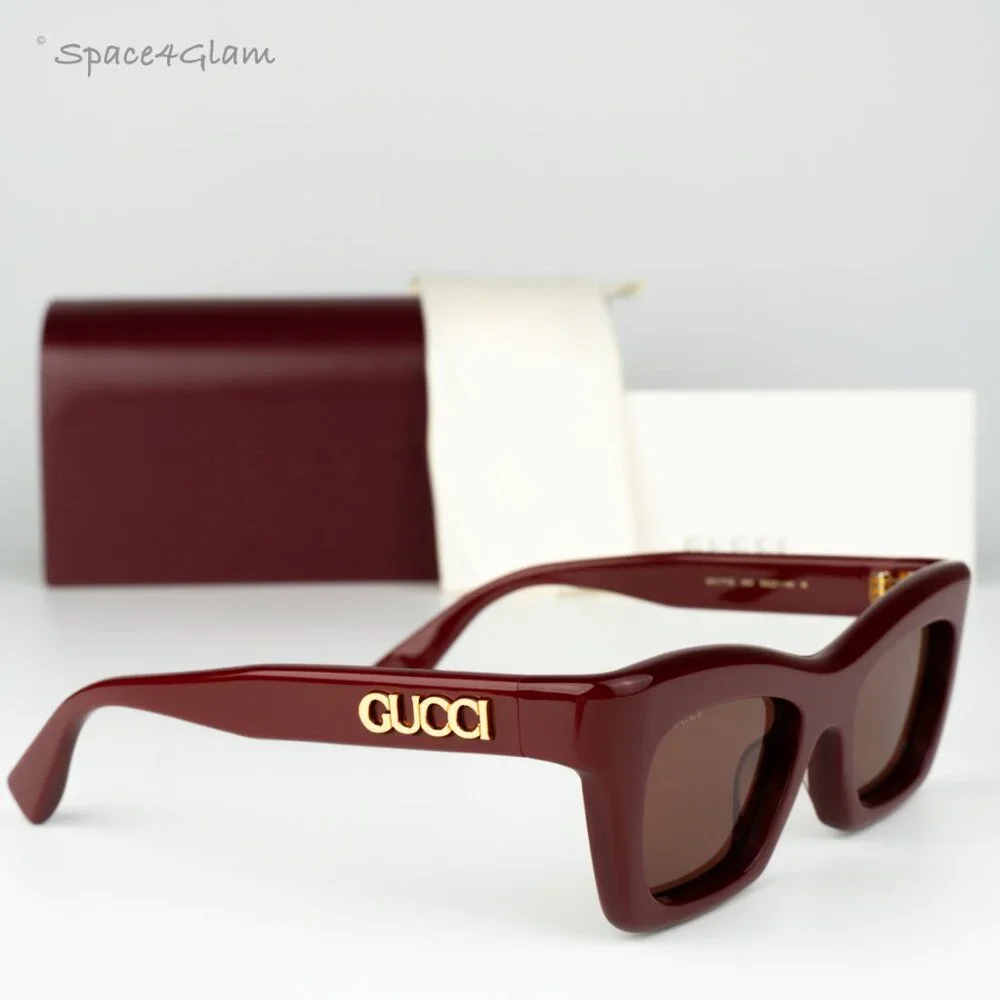 Gucci Women Sunglasses Burgundy Brown Cat Eye GG1773S 003 BRAND NEW - Picture 4 of 12